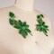 2 Pieces Grass Green Sequin Flower Patch Iron On Applique with Stem and Leaf